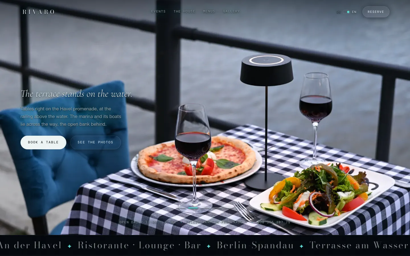 RIVARO: der Screen zur Terrasse am Wasser
