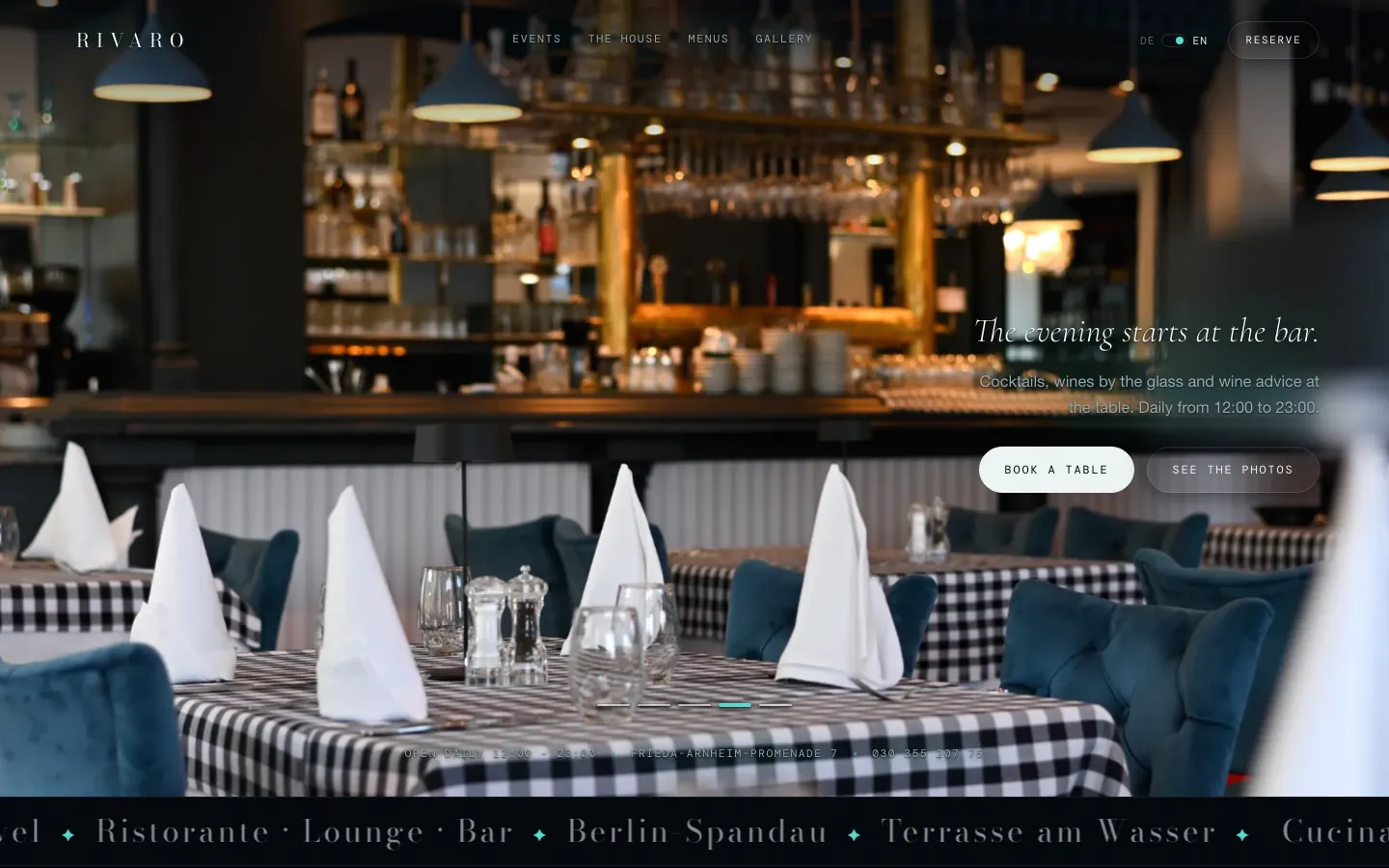 RIVARO: der Screen zur Bar